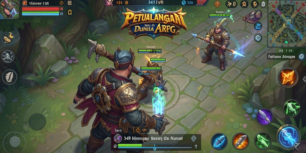 Tangkapan layar gameplay menampilkan pertarungan epik di dunia ARPG.