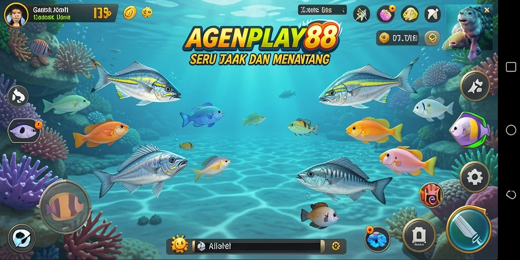 Screenshot menunjukkan gameplay seru Tembak Ikan AGENPLAY88.