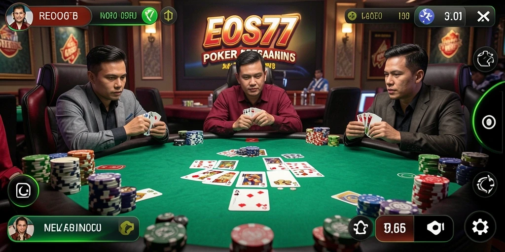 Tampilan gameplay menarik dari permainan Poker di EOS77.
