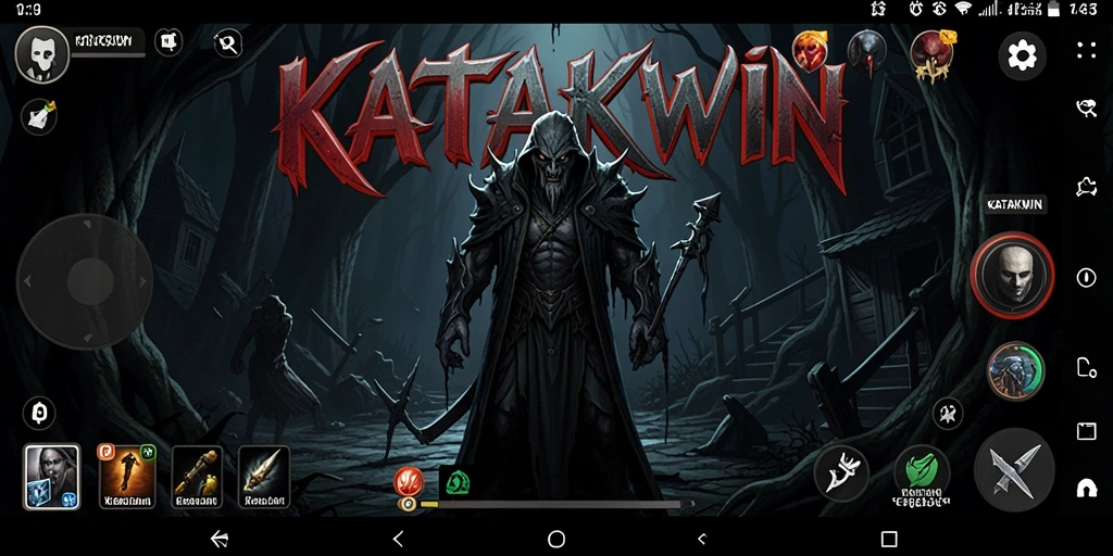 Tampilan gameplay KATAKWIN yang menegangkan dan menyeramkan.