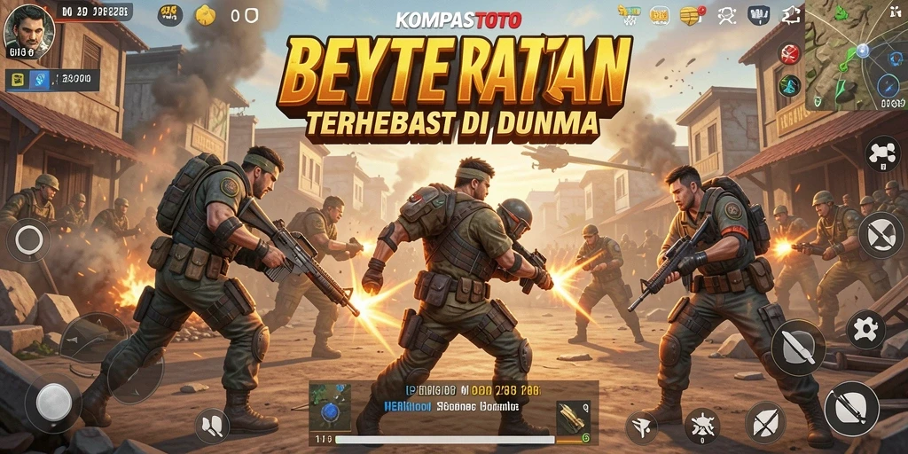 Screenshot gameplay KOMPASTOTO yang menampilkan aksi Battle Royale yang menegangkan.