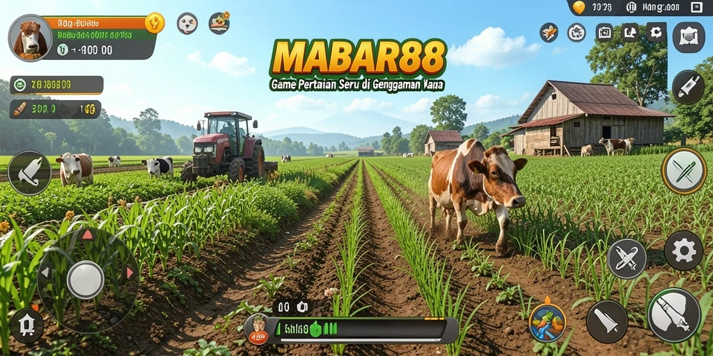 Screenshot gameplay MABAR88 menampilkan aktivitas bertani yang seru.