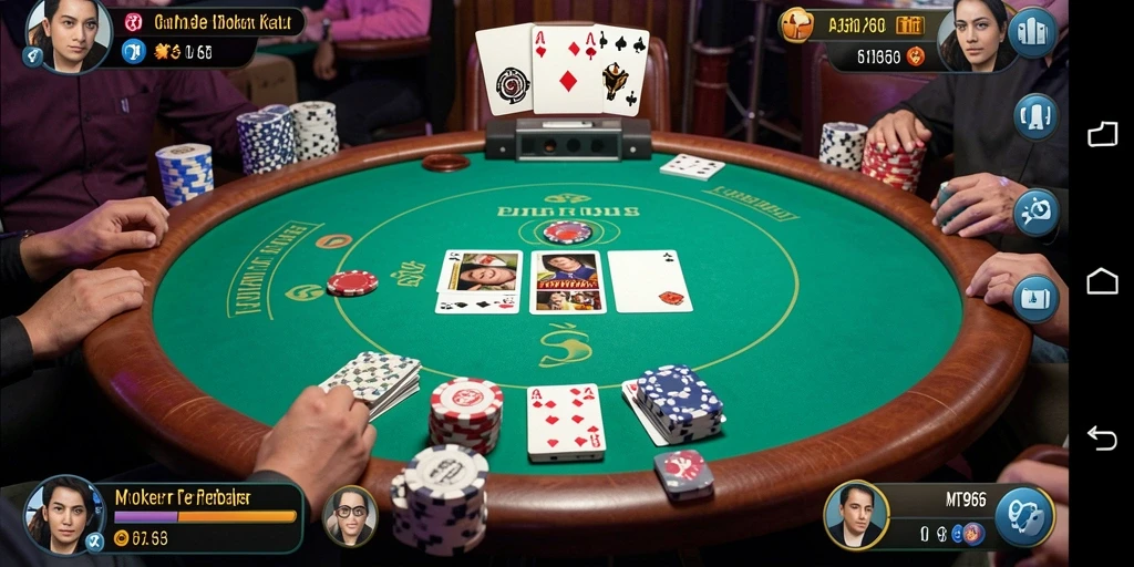 Tangkapan layar MT966 menunjukkan gameplay Poker yang mendebarkan.