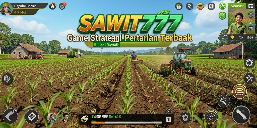 Tampilan kebun sawit yang hijau dan subur dalam SAWIT777.