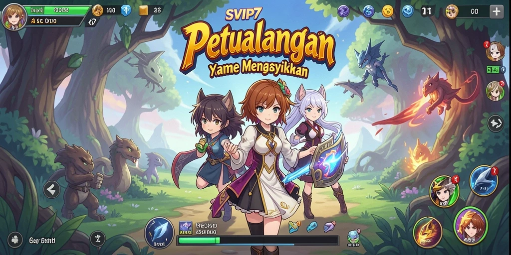 Tampilan gameplay SVIP7 dengan grafis anime yang mengesankan.