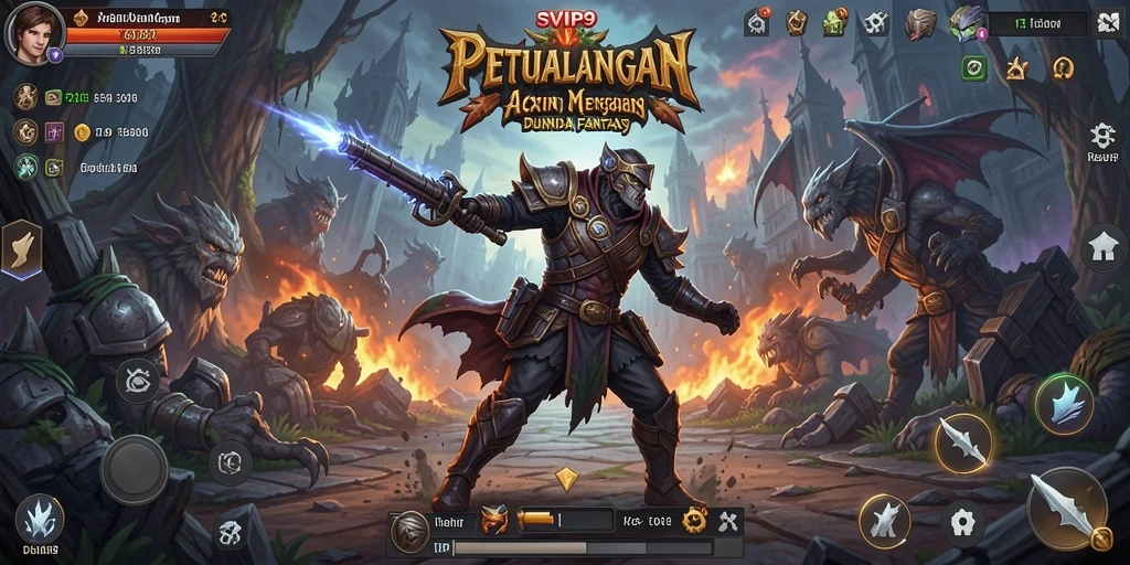 Tangkapan layar menunjukkan aksi seru dalam SVIP9 dengan karakter unik dan monster menakutkan.