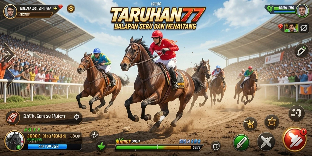 Tangkapan layar gameplay TARUHAN77 dengan balapan intens.
