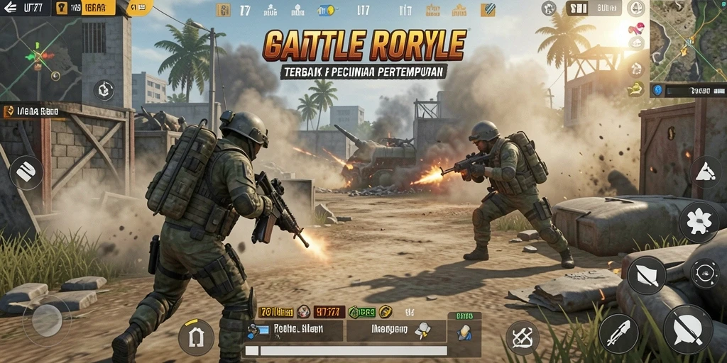 Screenshot gameplay UT77 menampilkan aksi pertempuran seru dalam Battle Royale.