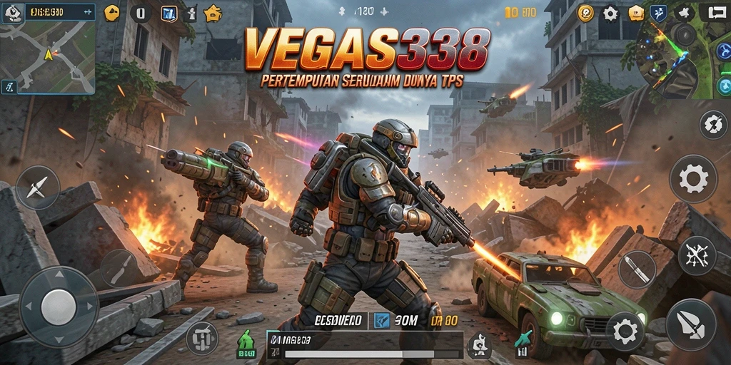 Screenshot utama menampilkan aksi seru gameplay TPS.